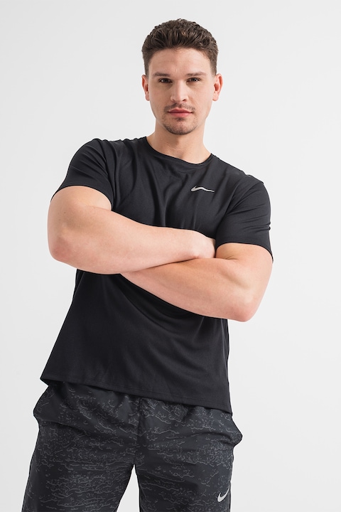 Nike, Tricou cu tehnologie Dri-Fit, pentru alergare UV Miler, Negru