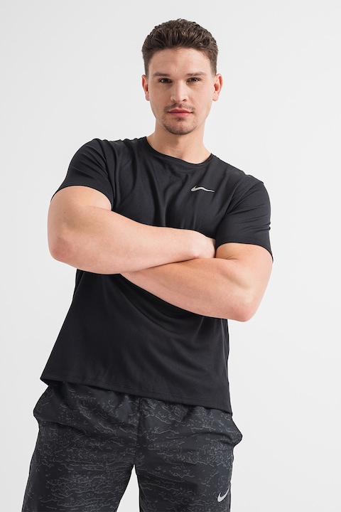 Nike, Тениска за бягане Dri-FIT UV Miler, Черен