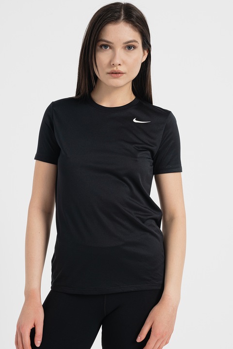 Nike, Tricou cu tehnologie Dri-Fit pentru fitness, Alb/Negru