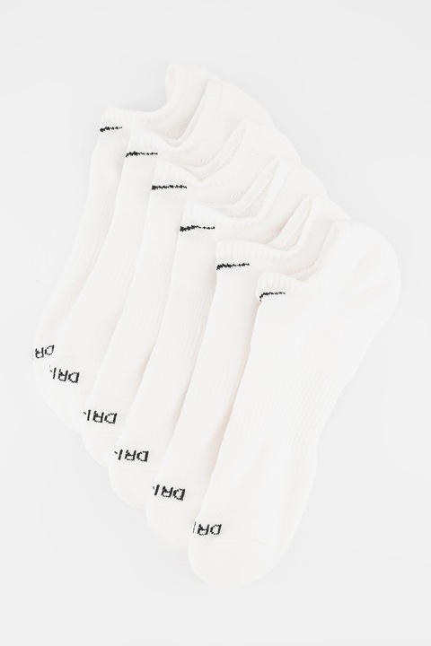 Nike, Фитнес изрязани чорапи Everyday Plus с Dri-FIT - 6 чифта, Бял