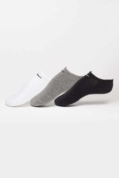 Nike, Унисекс омекотени тренировъчни чорапи Everyday - 3 чифта, Бял/Черен