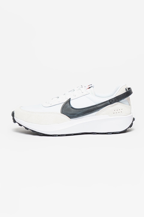 Nike, Спортни обувки Waffle Debut с велур, Бял/Черен