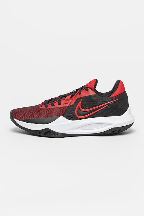 Nike, Унисекс баскетболни обувки Precision 6 с нисък профил, Червен/Черен