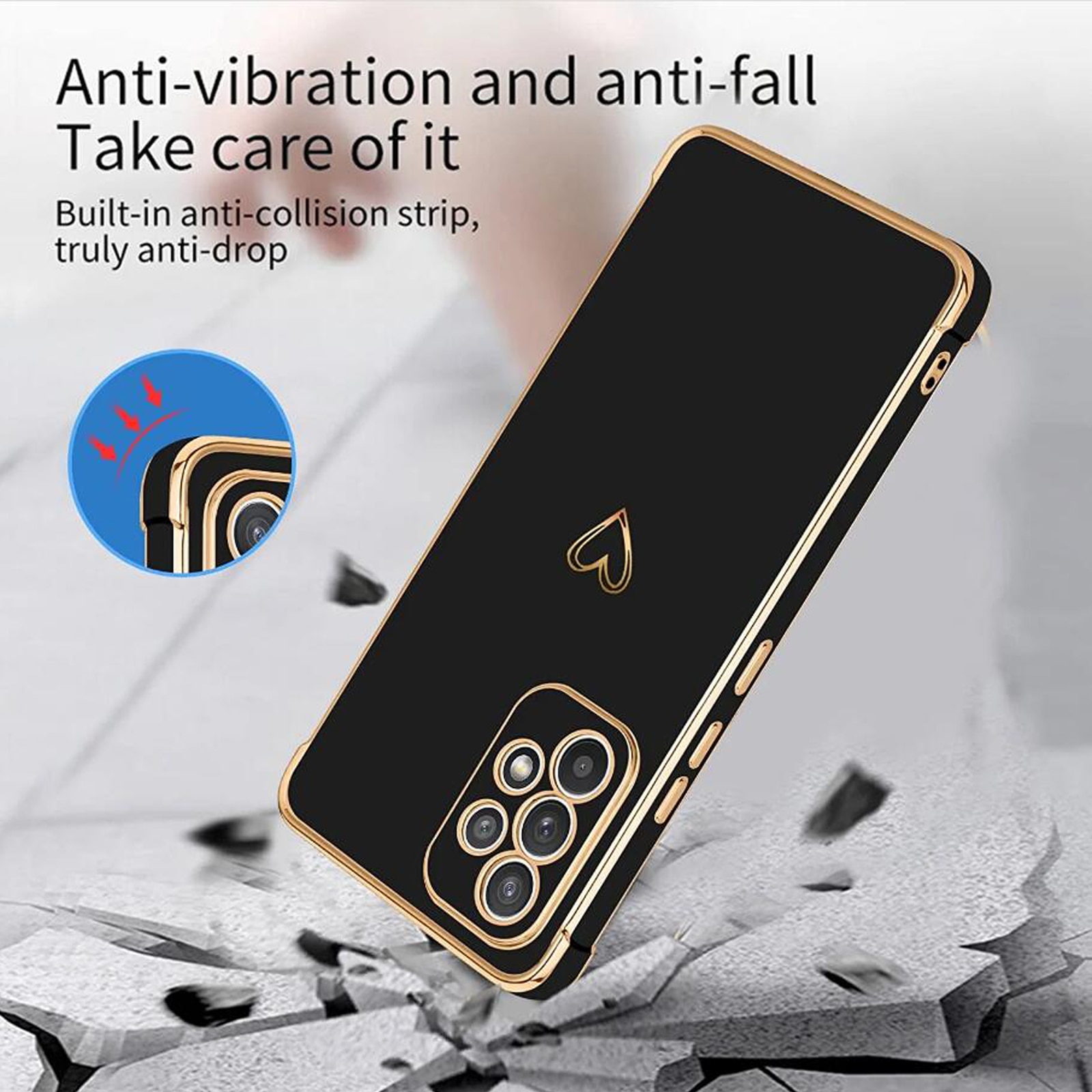 Husa de Protectie, Darklove, Compatibila cu Samsung Galaxy A53 5G, TPU, antisoc, cu decupaje camere, Negru