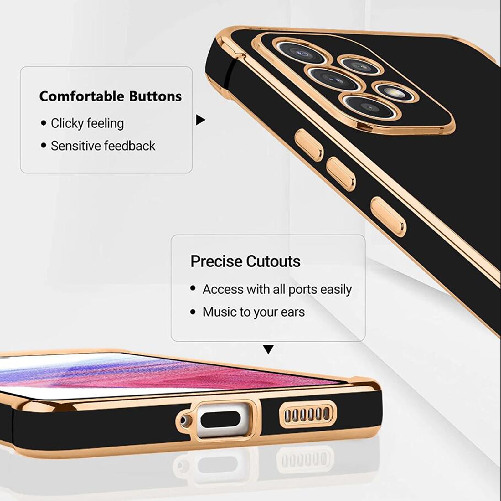Husa de Protectie, Darklove, Compatibila cu Samsung Galaxy A53 5G, TPU, antisoc, cu decupaje camere, Negru