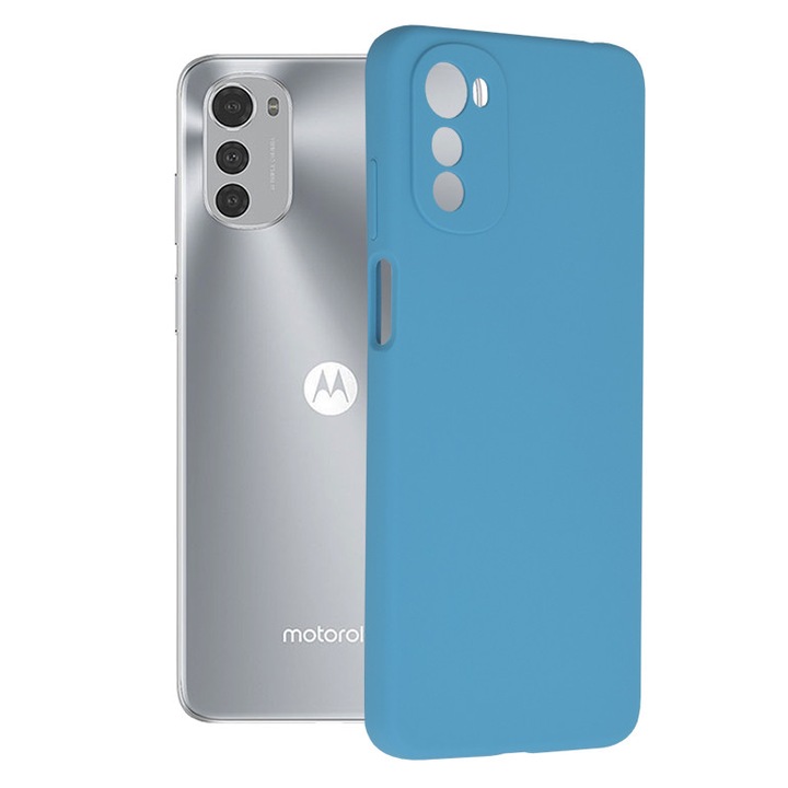 Защитен калъф с двойна структура AZIAO за Motorola Moto E32 / Moto E32s, фина вътрешност от микрофибър против надраскване и незалепваща силиконова външна част с абсорбция на удари, кралско синьо