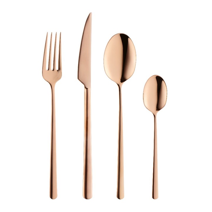 Set tacamuri, Villa Italia, Inox, 12 Persoane, 24 Elemente, Rose gold