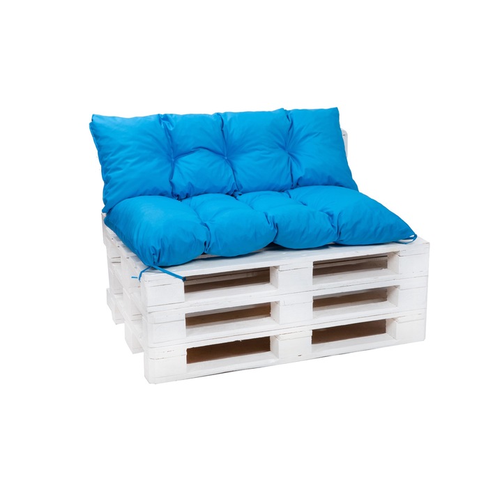 Setgarden, Raklap párna szett, Raklap párnák, Kerti párna, ülőfelület 120x80 + háttámla 120x40cm, Kék
