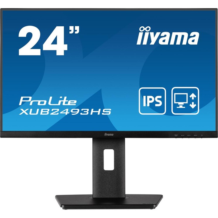 Monitor IPS LED iiyama ProLite 23.8" XUB2493HS-B5, Full HD 1920 x 1080, HDMI, DisplayPort, AMD FreeSync, Pivot, Boxe Negru