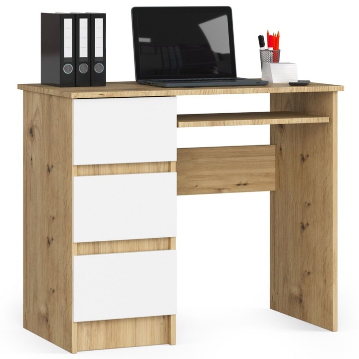 Birou, Akord Furniture Factory, PAL, 90cm, Alb/Maro