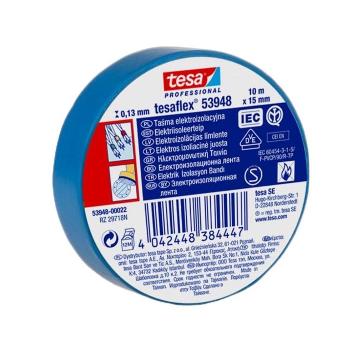 Изолационна лента, Tesa, 10 м, 15 мм, Синя