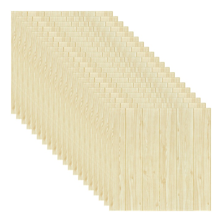 Set 20x Tapet 3D, autoadeziv/autocolant, spuma moale, design modern, pentru interior, usor de curatat, rezistent la apa, dimensiuni 70 cm x 70 cm x 0,3 cm, Brad original, Selling Depot