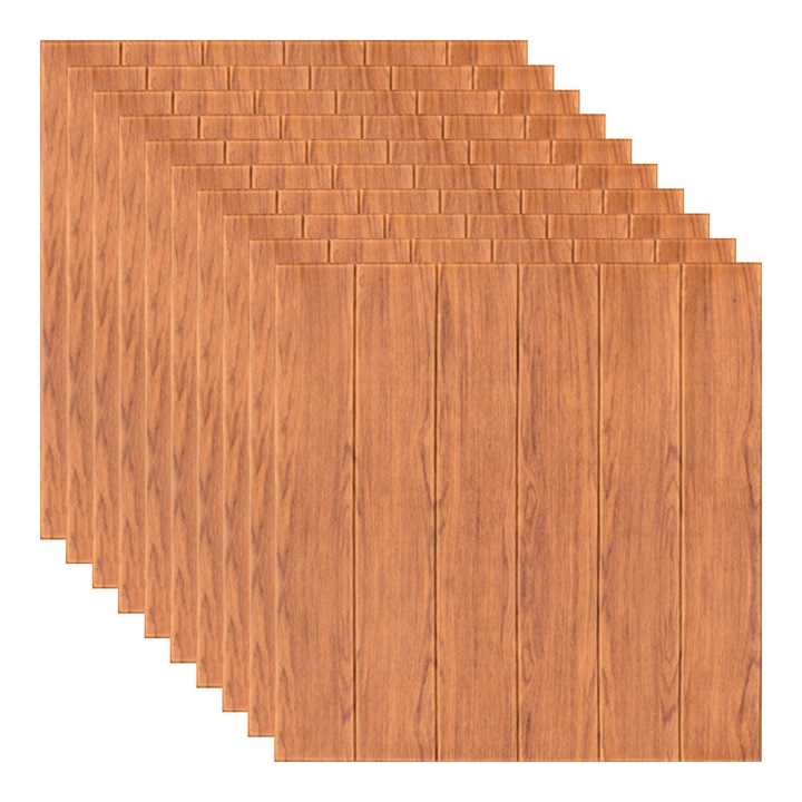 Set 10x Tapet 3D, autoadeziv/autocolant, spuma moale, design modern, pentru interior, usor de curatat, rezistent la apa, dimensiuni 70 cm x 70 cm, artar rosu, Selling Depot