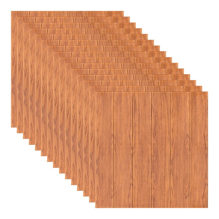 Set 15x Tapet 3D, autoadeziv/autocolant, spuma moale, design modern, pentru interior, usor de curatat, rezistent la apa, dimensiuni 70 cm x 70 cm, artar rosu, Selling Depot