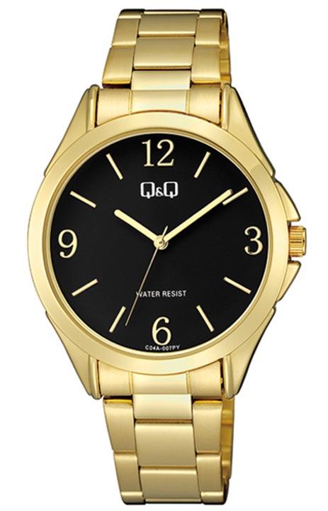 Ceas de barbati, Q&Q, Auriu/Negru