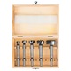 Set burghii tip Forstner 10-15-20-25-35mm, 5 buc, in boxa de lemn, coada cilindrica, Sparta