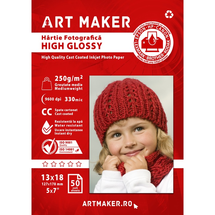 Hartie foto High Glossy, 250g/mp, 13x18 cm, 50 coli