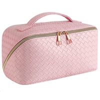 Geanta cosmetica, din piele PU, cu maner, 26X12X12cm, Roz