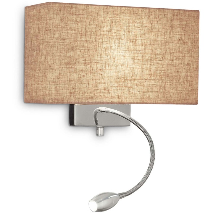 Стенна лампа Ideal Lux, E27, 60W, 317x225x107 mm, бежово/хром
