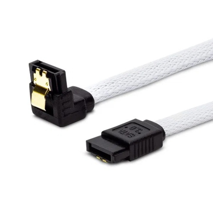 Savio GAK-03 SATA III kábel 30cm fehér, derékszögű (GAK-03)