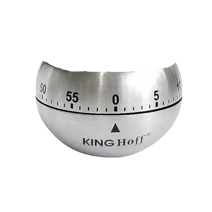 Кухненски таймер Kinghoff, 62x92 мм, 60 минути, Неръждаема стомана, Сив
