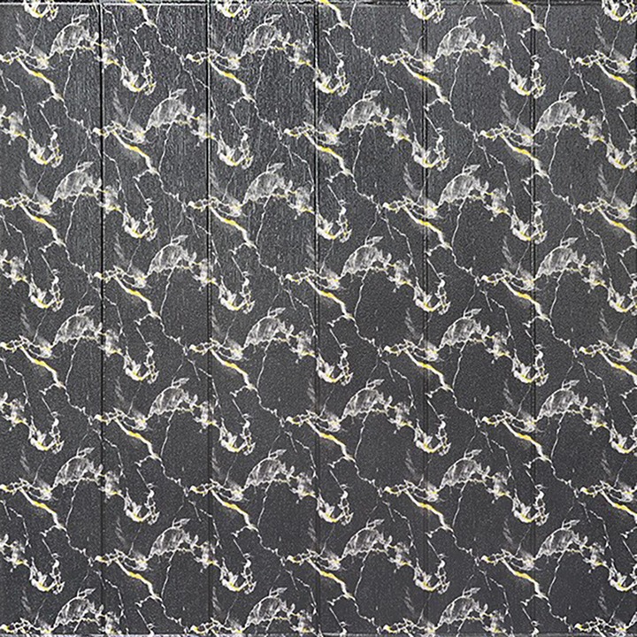 Tapet 3D, autoadeziv/autocolant, spuma moale, design modern, pentru interior, usor de curatat, rezistent la apa, dimensiuni 70 cm x 70 cm x 0,3 cm, Negru/Auriu, Selling Depot