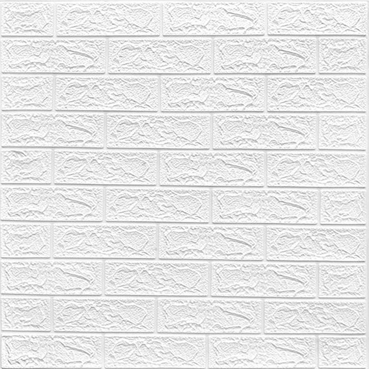 3D tapéta, öntapadó/matrica, puha hab, modern kivitel, beltérre, könnyen tisztítható, vízálló, méretei 70 cm x 77 cm x 0,3 cm, tégla minta, Fehér, Eladó Depó