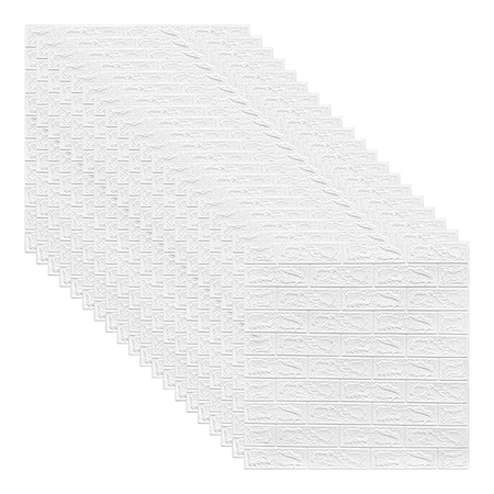 Set 20x Tapet 3D, autoadeziv/autocolant, spuma moale, design modern, pentru interior, usor de curatat, rezistent la apa, dimensiuni 70 cm x 70 cm x 0,3 cm, model caramida, Alb, Selling Depot
