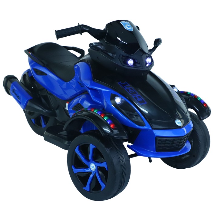 Trike electric Premier Eagle, 2 x 6V, lumini exterioare, 2 motoare, MP3, albastru