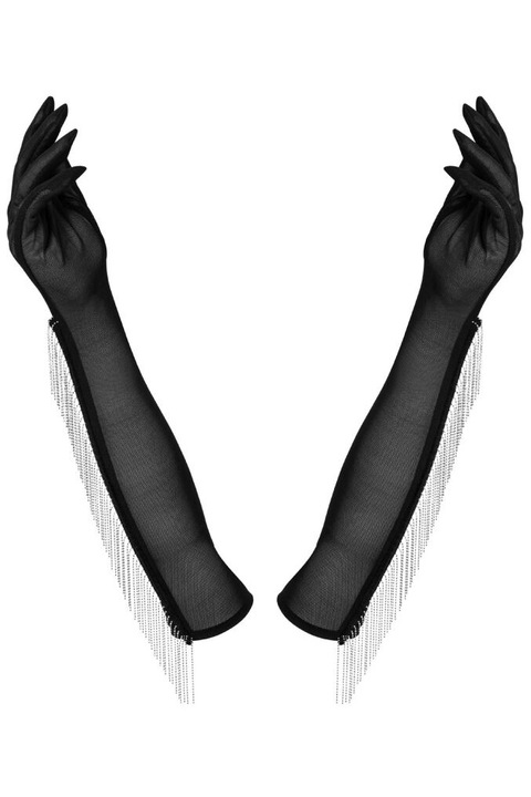 Obsessive kesztyű, Milladis modell, hosszú, fekete, gyöngyökkel, SL