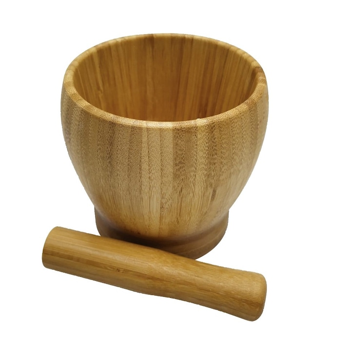 Mojar cu pistil din bambus, 11.5x11.7cm maro, Kinghoff