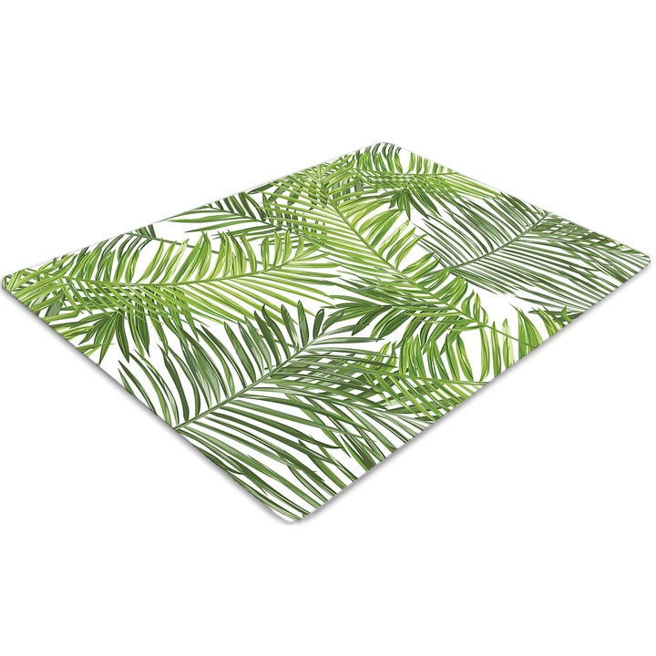 Covor pentru scaun de birou, PVC, frunza de palmier, Verde, 140 cm x 100 cm, 010250310030100029522
