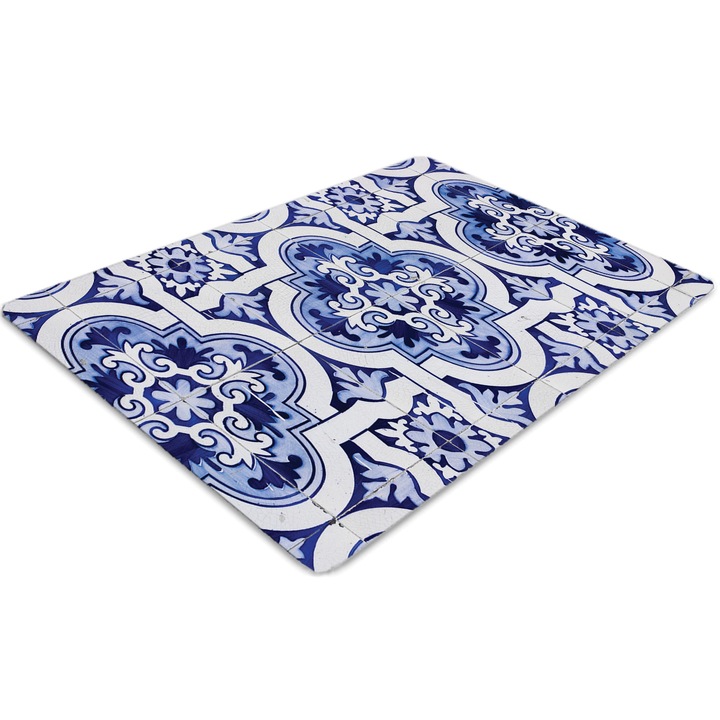 Covor pentru scaun de birou, PVC, placi albastre, Albastru, 140 cm x 100 cm, 010250310030100030920