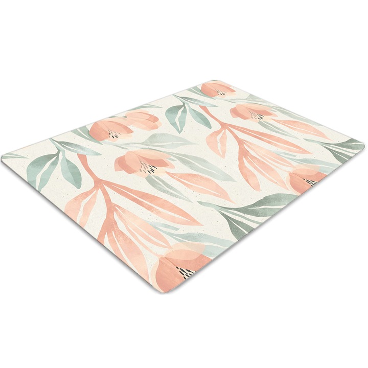 Covor pentru scaun de birou, PVC, frunze, Verde, 140 cm x 100 cm, 010250310030100029583