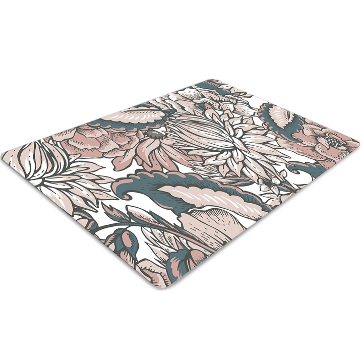 Covor PVC, Tulup, Vinil, Dreptunghi, Flori roz, Maro, 100 cm x 70 cm, 010250310010100030094
