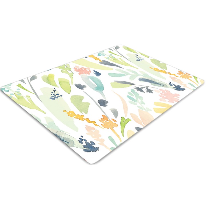 Covor pentru scaun de birou, PVC, floare, Verde, 140 cm x 100 cm, 010250310030100029963