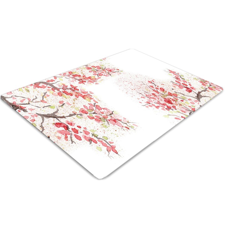 Covor pentru scaun de birou, PVC, flori de cires, Roz, 140 cm x 100 cm, 010250310030100029500