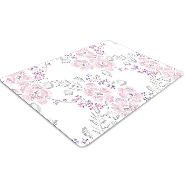 Covor PVC. Tulup. Vinil. Dreptunghi. Model floral. Roz. 140 cm x 100 cm. 010250310030100011339