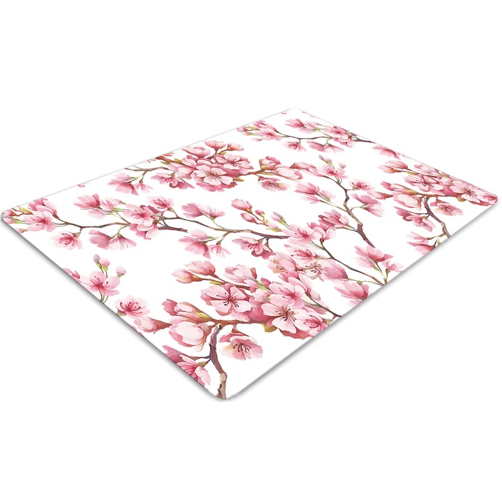 Covor pentru scaun de birou, PVC, flori roz, Roz, 140 cm x 100 cm, 010250310030100011372