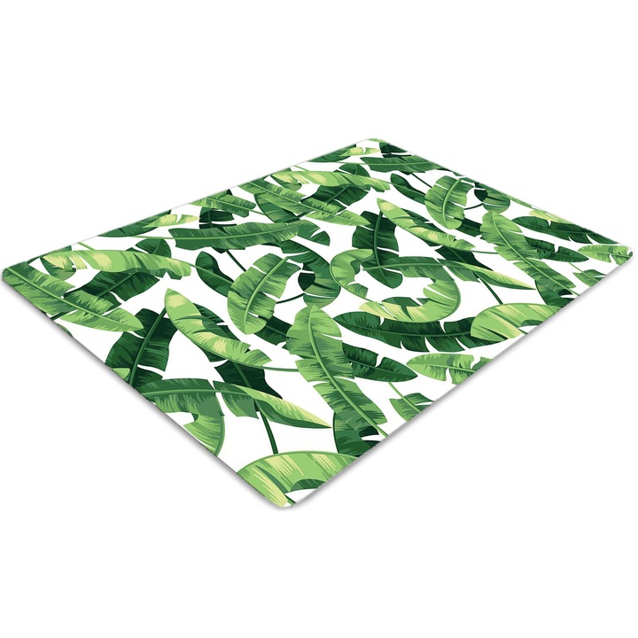 Covor pentru scaun de birou, PVC, frunze tropicale, Verde, 100 cm x 70 cm, 010250310010100011391