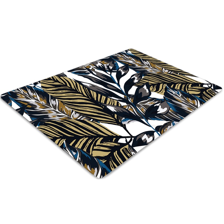 Covor pentru scaun de birou, PVC, palmier, Negru, 140 cm x 100 cm, 010250310030100030101