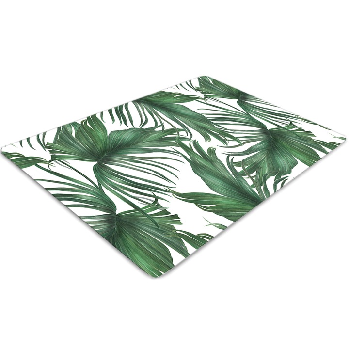 Covor pentru scaun de birou, PVC, frunze de palmier, Verde, 140 cm x 100 cm, 010250310030100030076