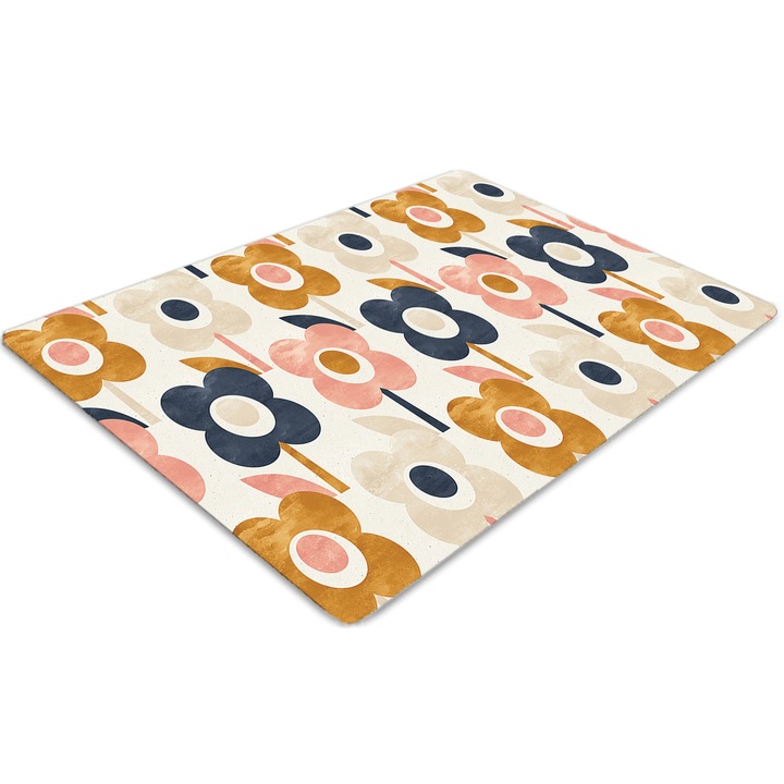 Covor pentru scaun de birou, PVC, floare, Albastru, 140 cm x 100 cm, 010250310030100029942