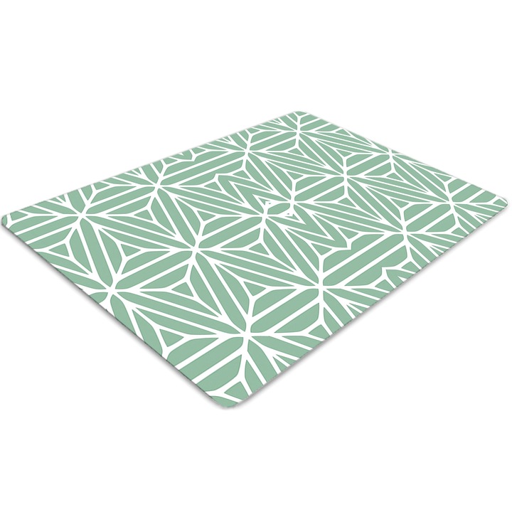 Covor pentru scaun de birou, PVC, forme geometrice, Verde, 140 cm x 100 cm, 010250310030100029300