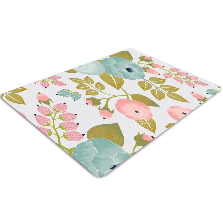 Covor pentru scaun de birou, PVC, flori de primavara, Roz, 140 cm x 100 cm, 010250310030100011858