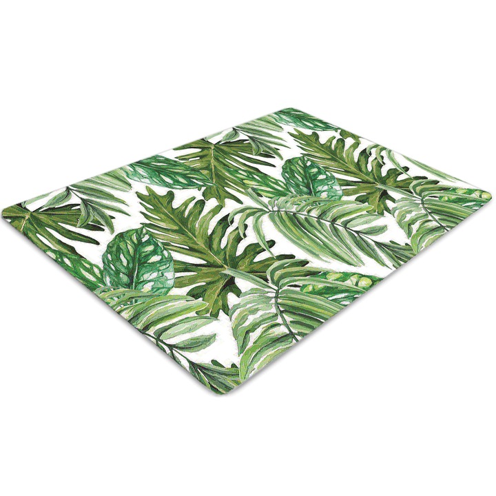 Covor pentru scaun de birou, PVC, frunze exotice, Verde, 100 cm x 70 cm, 010250310010100029978