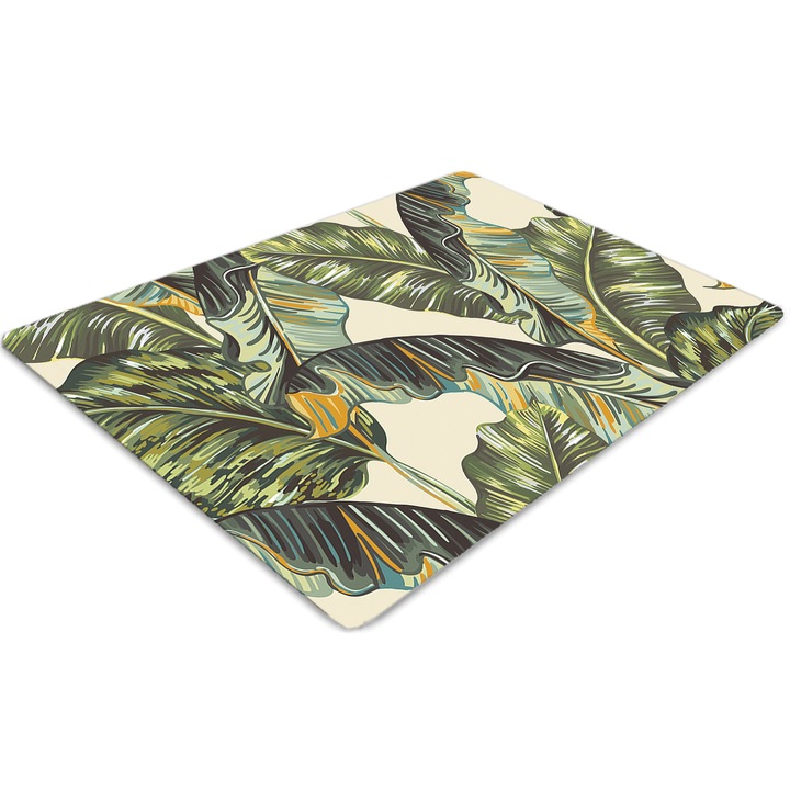 Covor pentru scaun de birou, PVC, frunze tropicale, Maro, 100 cm x 70 cm, 010250310010100029917