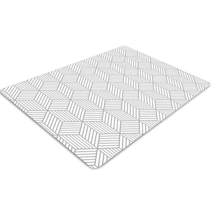 Covor pentru scaun de birou, PVC, model cub 3d, Gri, 140 cm x 100 cm, 010250310030100012209