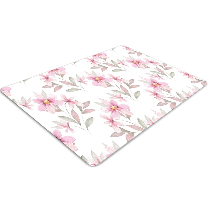 Covor pentru scaun de birou, PVC, flori roz, Roz, 100 cm x 70 cm, 010250310010100030765