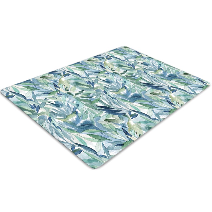 Covor pentru scaun de birou, PVC, frunza pastel, Albastru, 140 cm x 100 cm, 010250310030100030723